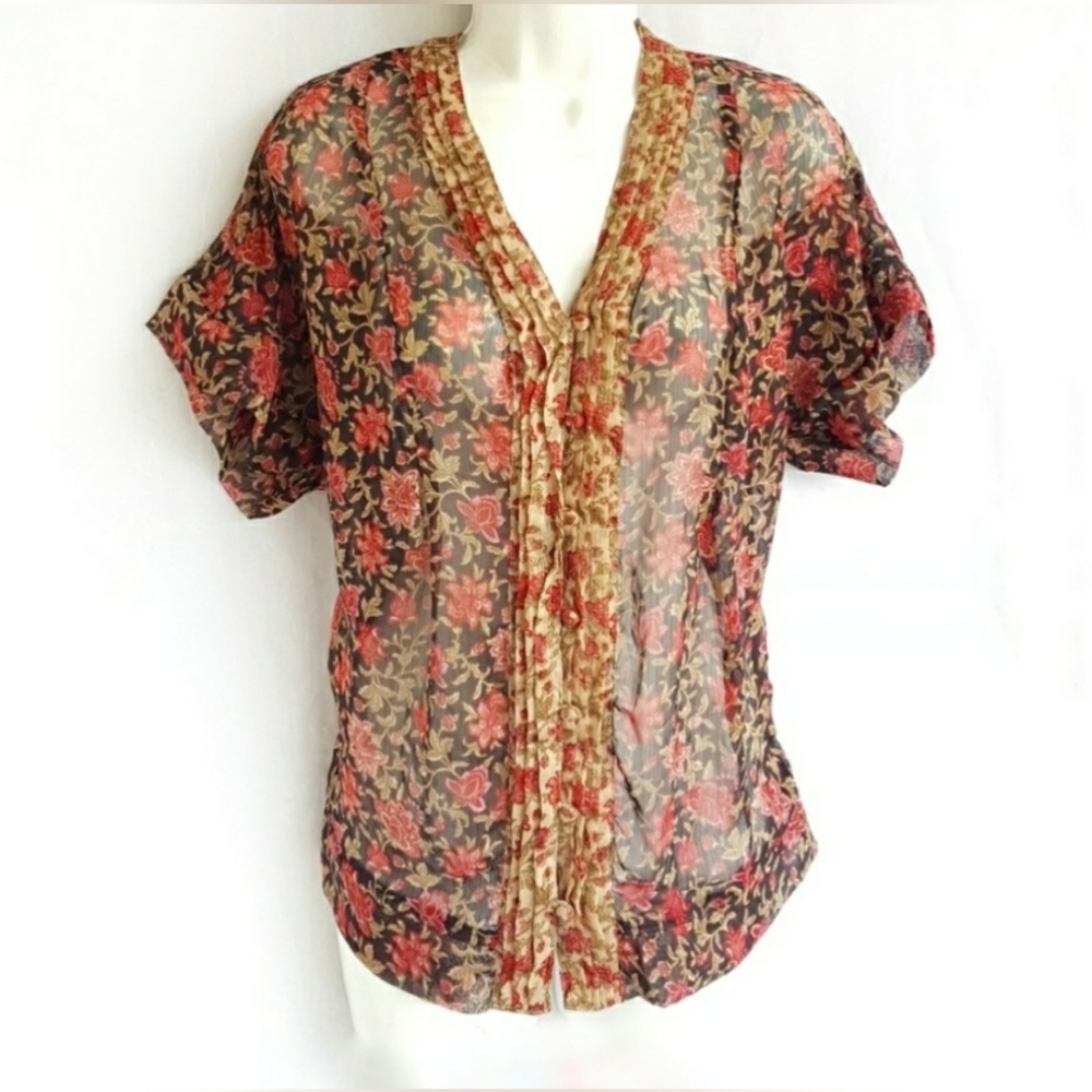 Converse,Oversized, Floral Sheer Blouse, Size S Women